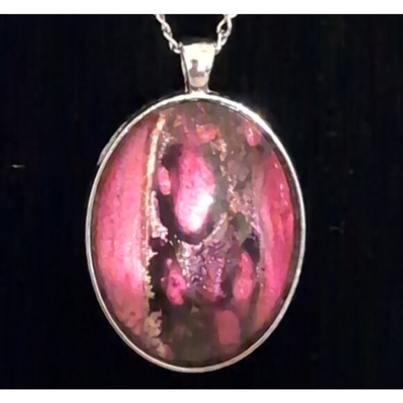 Cote' Design Studio Handmade Pendant Abstract Fluid Art Oval Colorful 1.5" - Picture 1 of 4